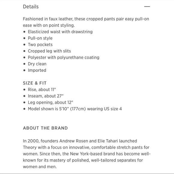 Theory Leather Pants - Picture 5 of 5